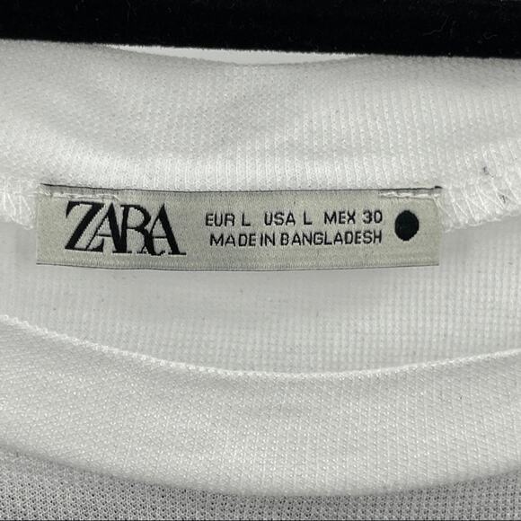 Zara Women's White Short Sleeve Crewneck Lightweight T-Shirt Size Large L - Picture 11 of 12